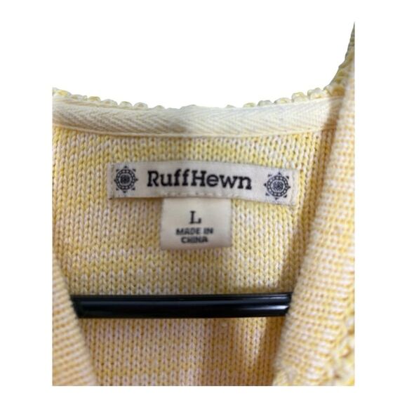 Ruff hewn yellow white striped large hooded pullover sweater - Picture 3 of 5